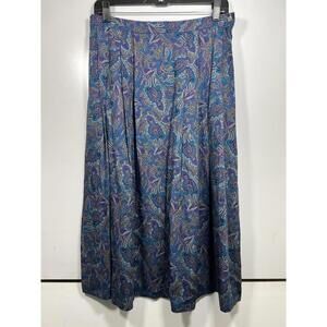 Vtg Pendleton Country Sophisticates Blue Purple Paisley  Rayon Skirt Size 14